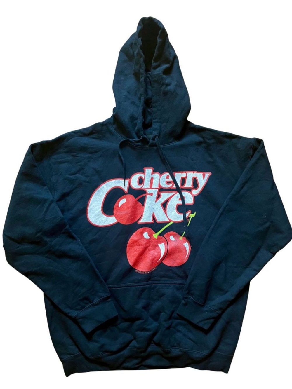 Cherry Coke Hoodie Sweatshirt Black Comfy Relaxed Fit Soda Pop Graphic